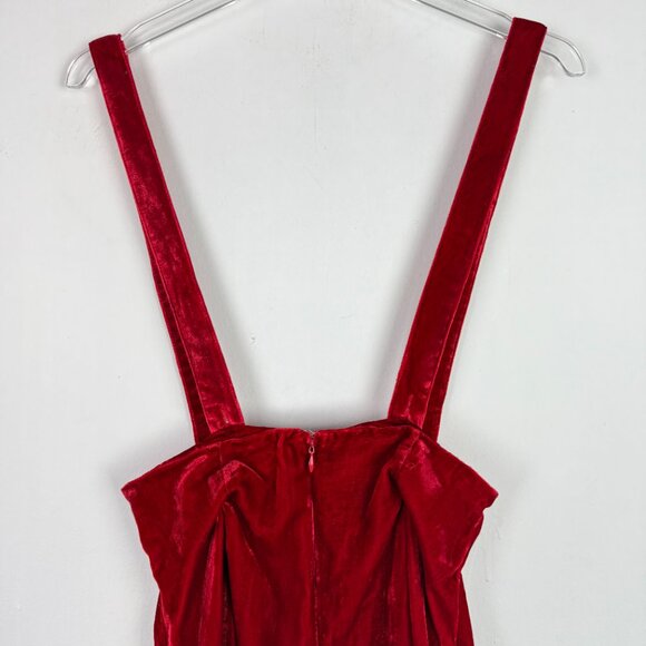 NWT Modcloth Crushed Velvet Suspender Skirt Holly Berry Red Size Small S NEW - Picture 11 of 13